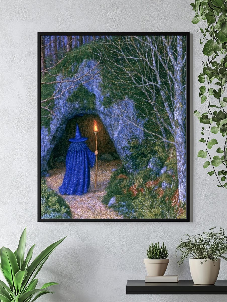 Wizard in Forest Cave Print. — room view 4