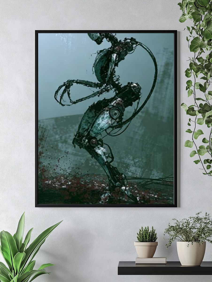 Cybernetic Figure Illustration Poster. — room view 4