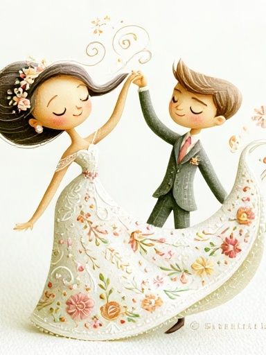 Floral Wedding Couple Illustration Print. poster detail