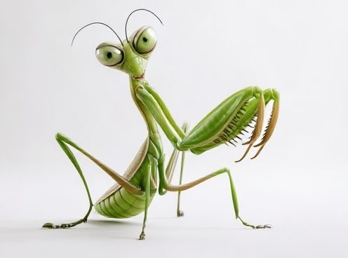 Green Praying Mantis Illustration Poster. poster detail