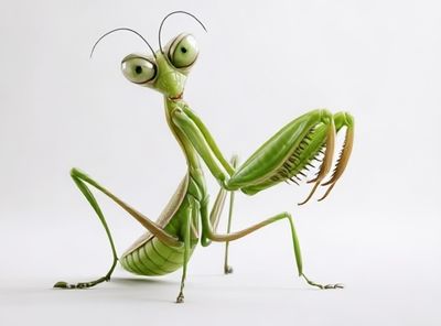 Green Praying Mantis Illustration Poster. poster