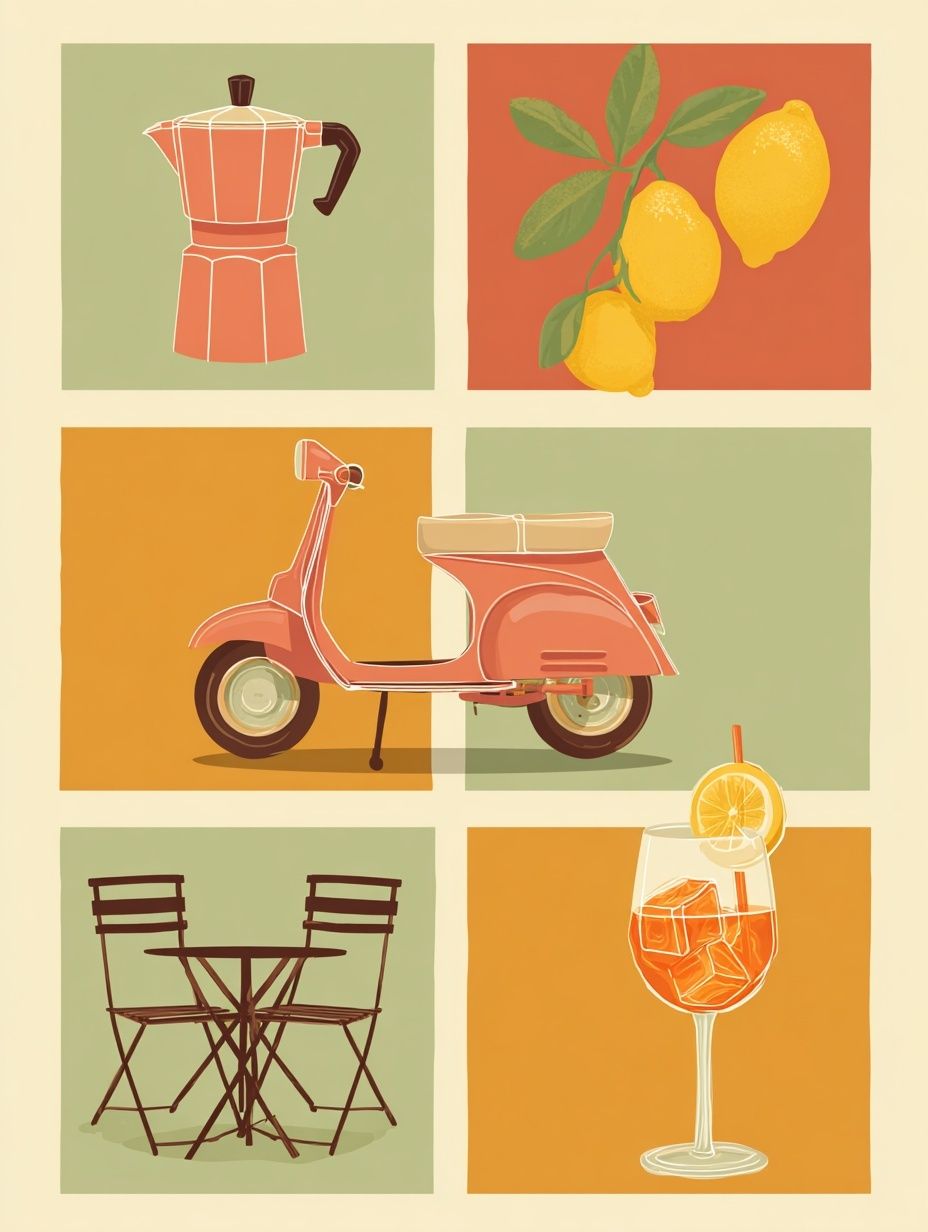 Italian Aperitivo Illustration Poster. poster — illustration art