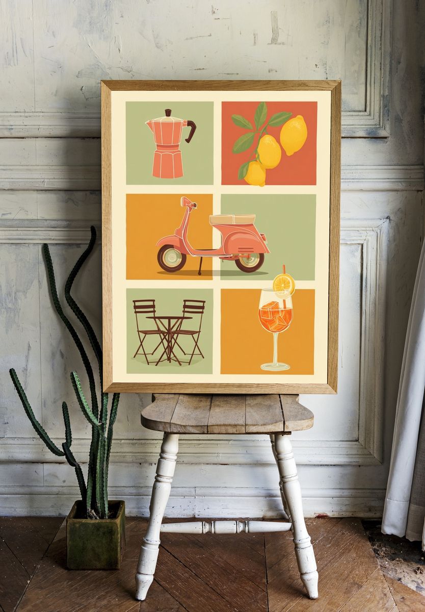 Italian Aperitivo Illustration Poster. room preview