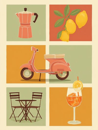 Italian Aperitivo Illustration Poster. poster print