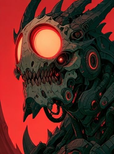 Cyber Skull Dragon Illustration Poster. poster — illustration art