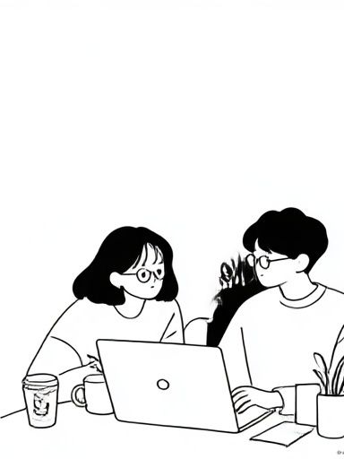 Cozy Laptop Conversation Illustration Poster. poster detail