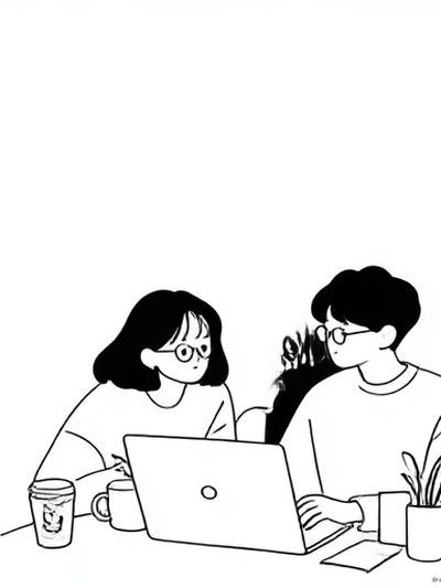 Cozy Laptop Conversation Illustration Poster. poster