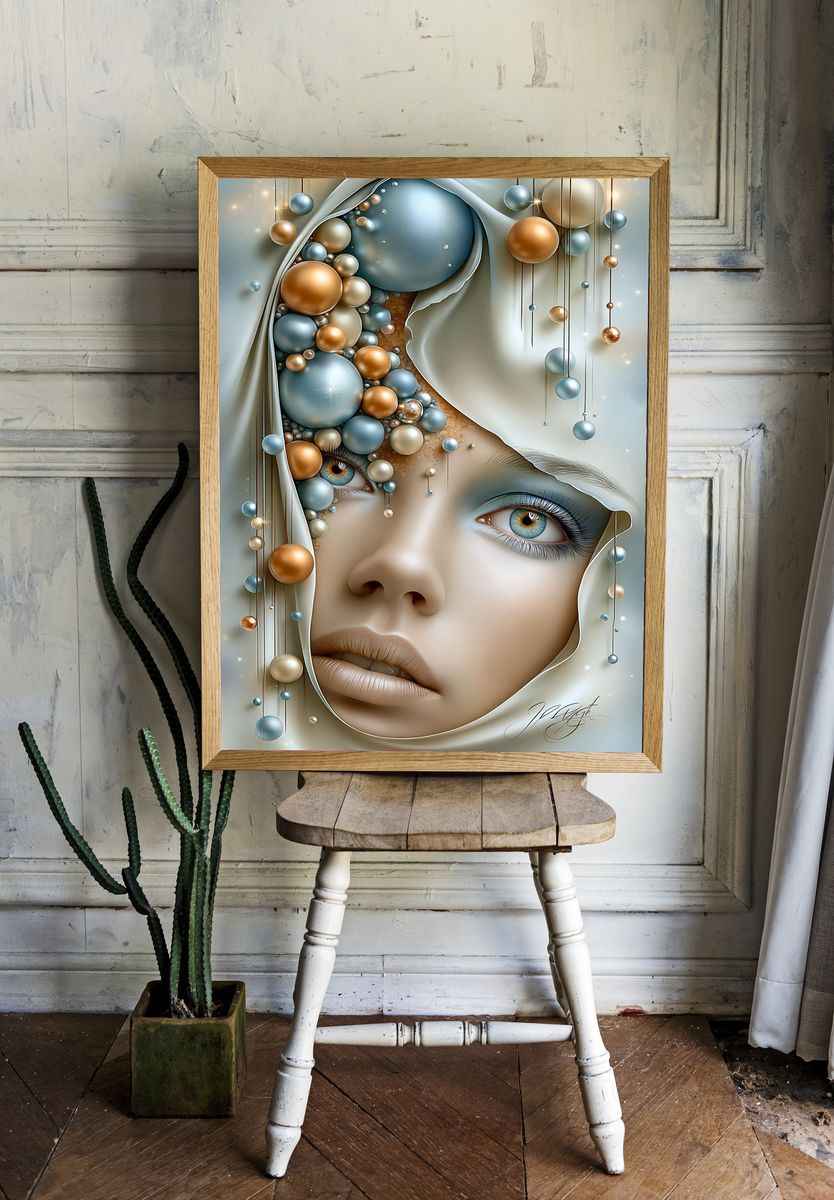 Surreal Woman Portrait Print. — room view 1