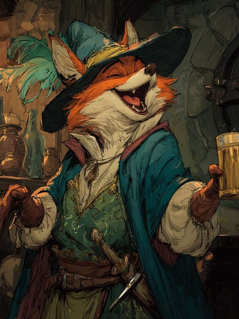 Fox Tavern Illustration Poster. poster detail