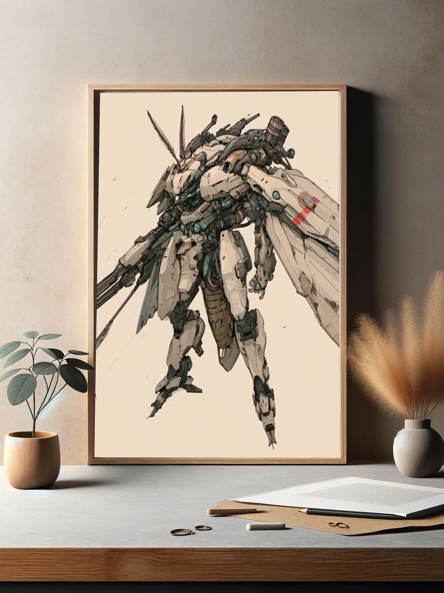 Mecha Warrior Digital Art Print. — room view 2