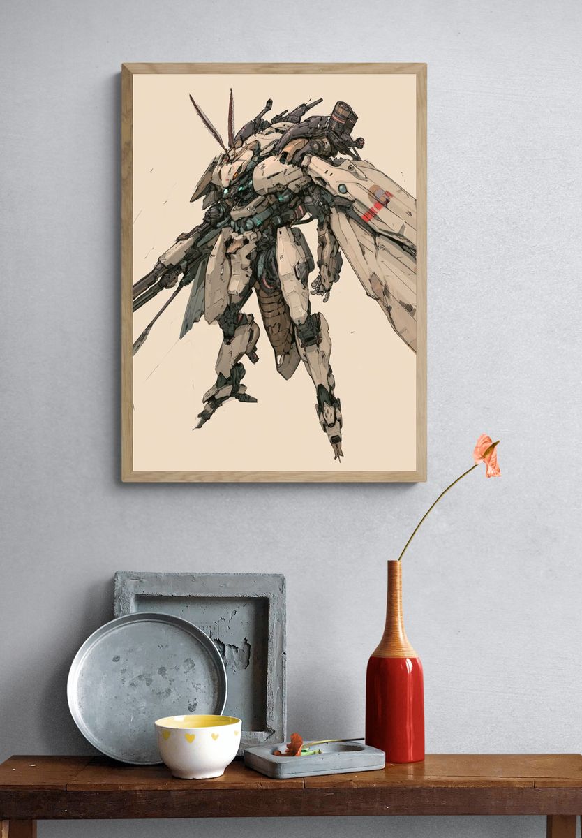Mecha Warrior Digital Art Print. — room view 3