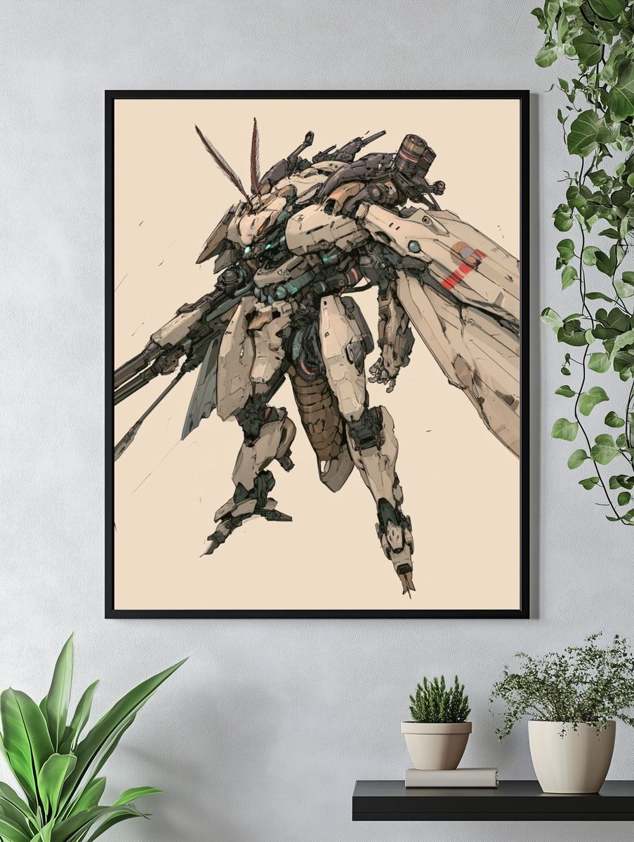 Mecha Warrior Digital Art Print. — room view 4