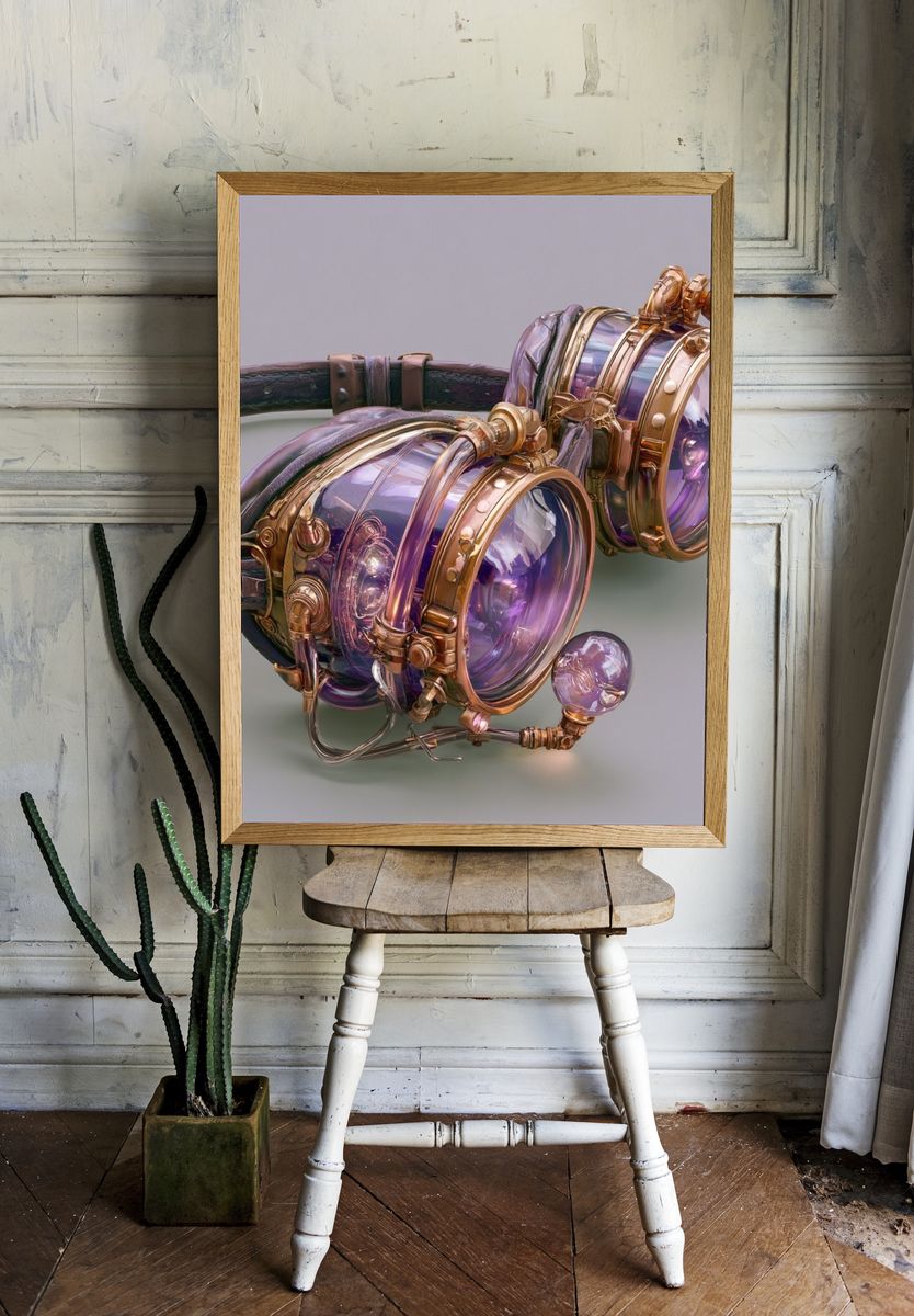 Steampunk Goggles Illustration Poster. — room view 1