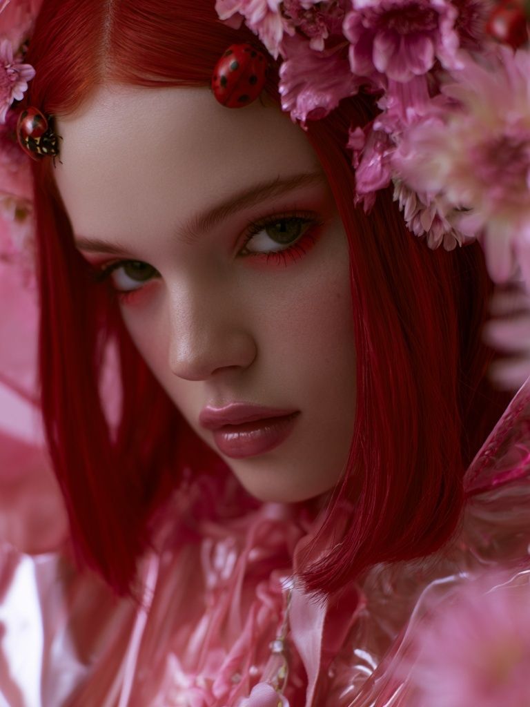 Pink Floral Portrait Poster. poster detail