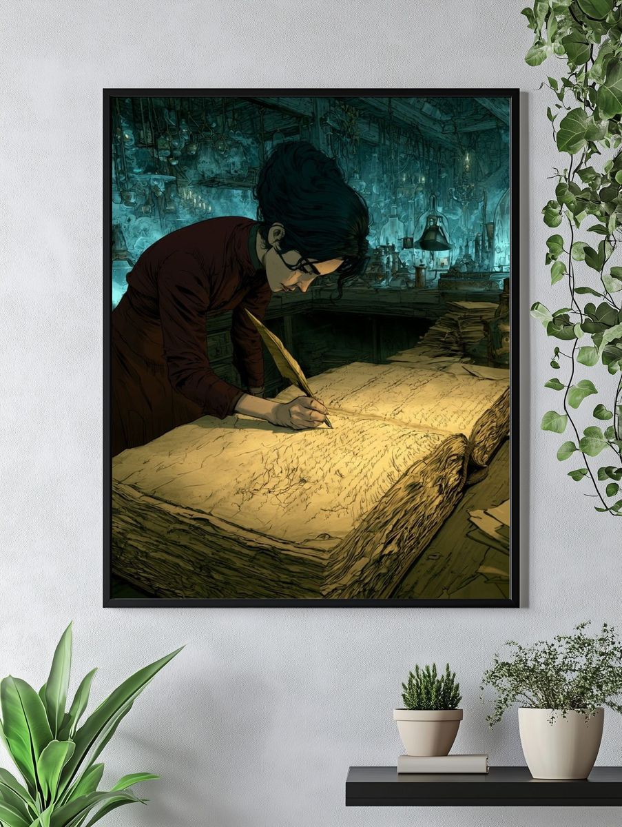 Scholar at Work Illustration Poster. — room view 4