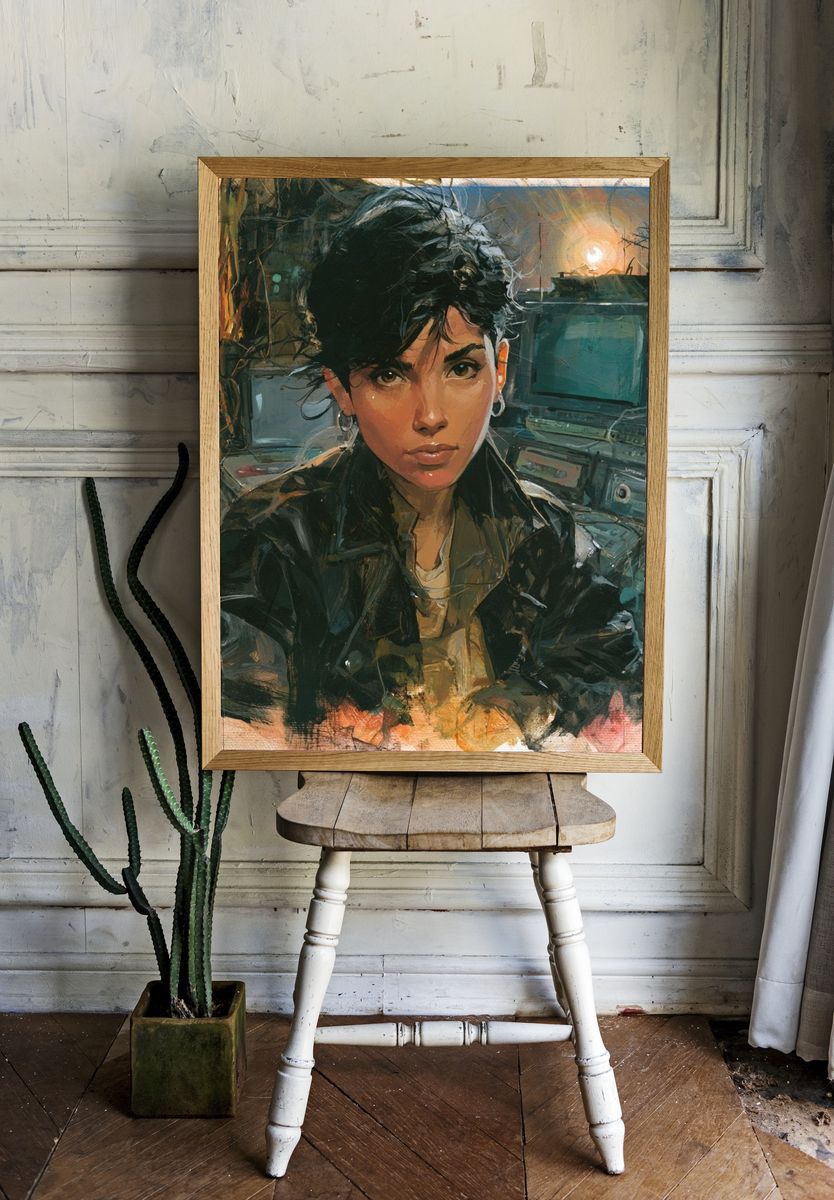 Cyberpunk Portrait Illustration Poster. room preview