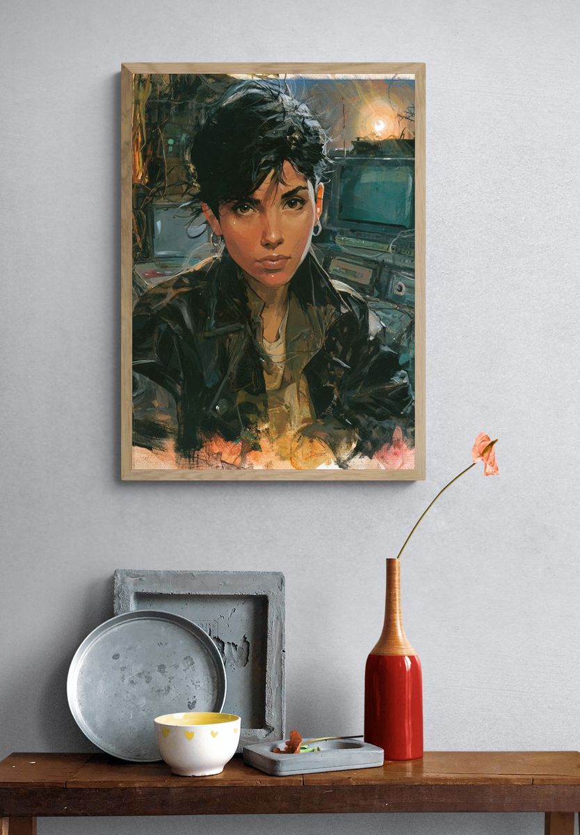 Cyberpunk Portrait Illustration Poster. — room view 3