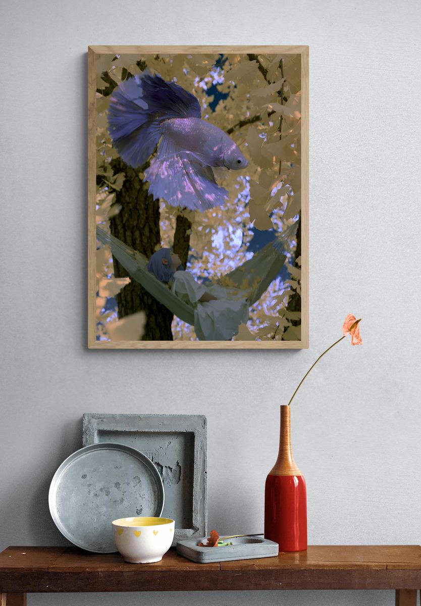 Dreamy Betta Fish Illustration Poster. — room view 3