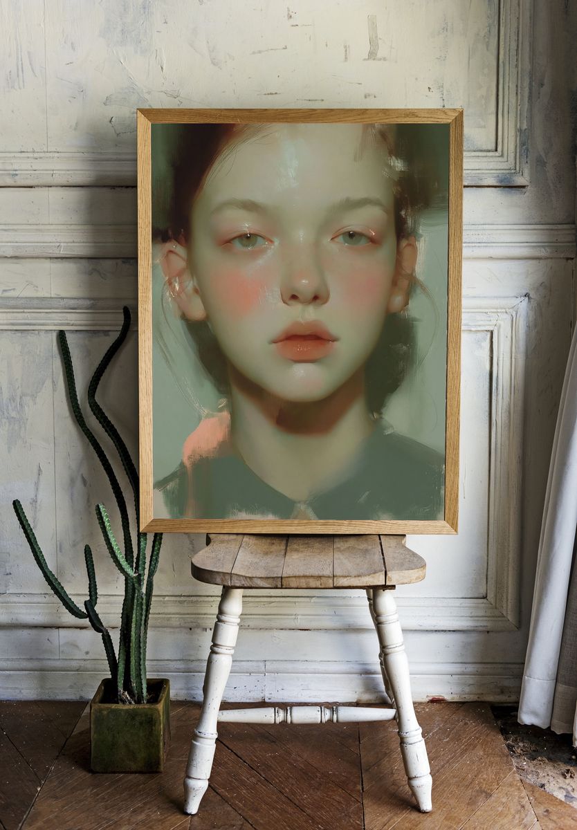 Dreamy Portrait Illustration Poster. — room view 1