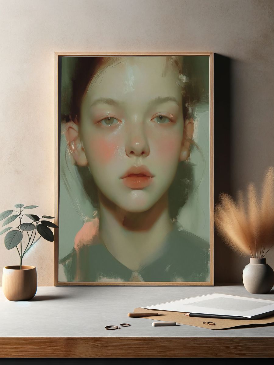 Dreamy Portrait Illustration Poster. — room view 2