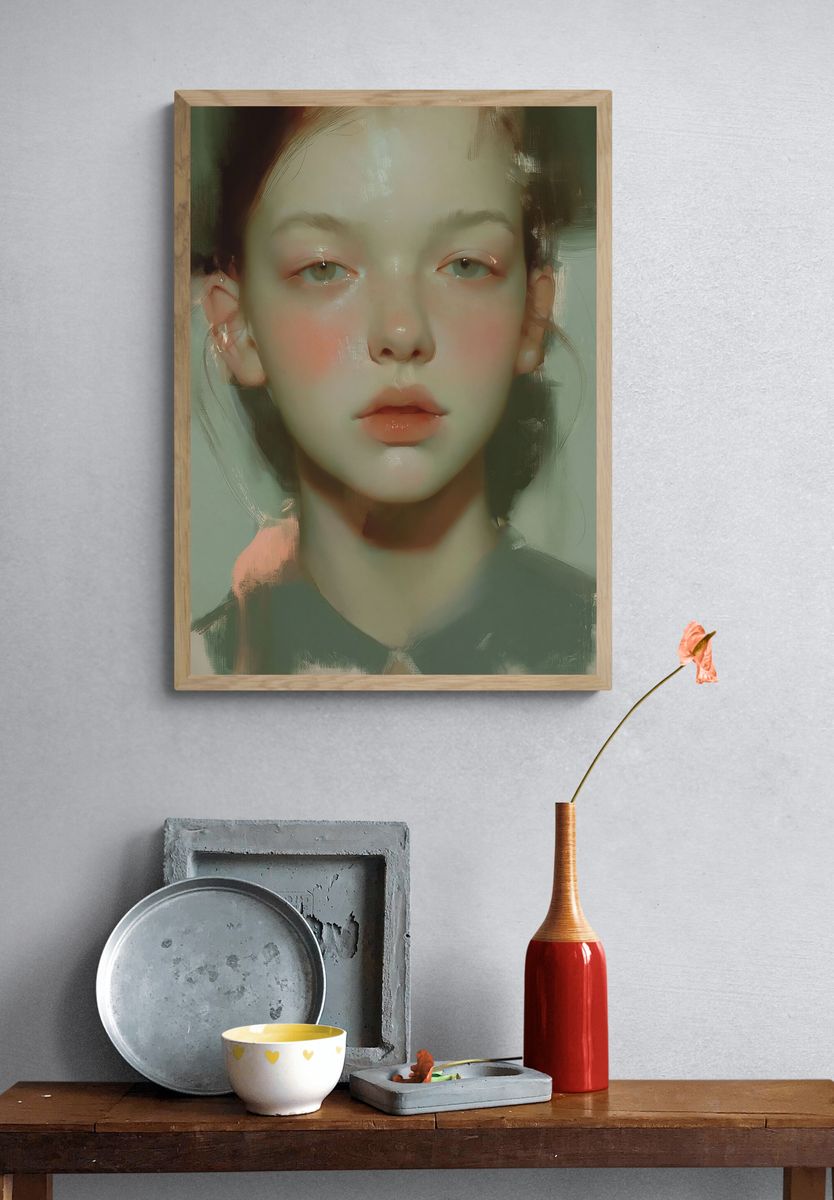 Dreamy Portrait Illustration Poster. — room view 3