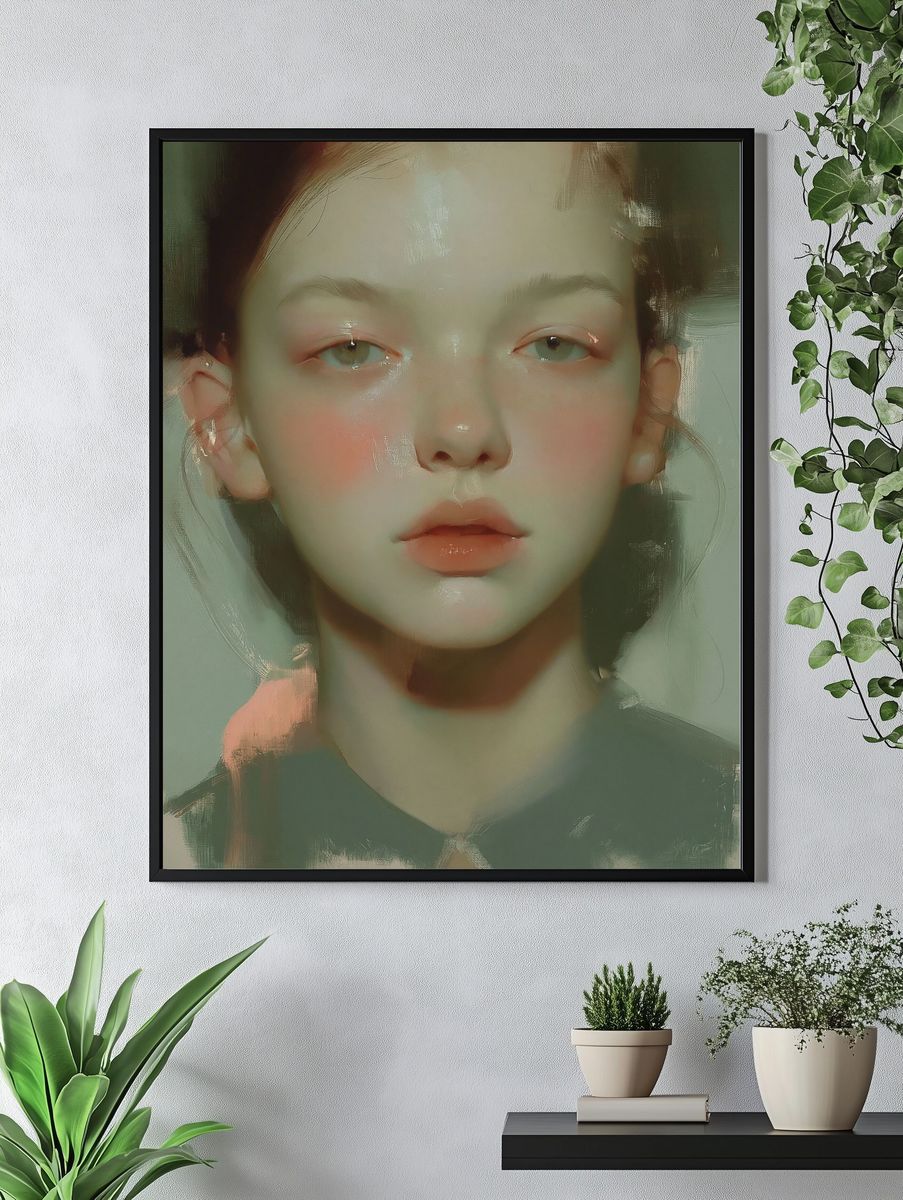 Dreamy Portrait Illustration Poster. — room view 4
