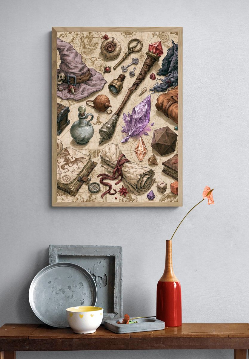 Wizarding Relics Illustration Poster. — room view 3