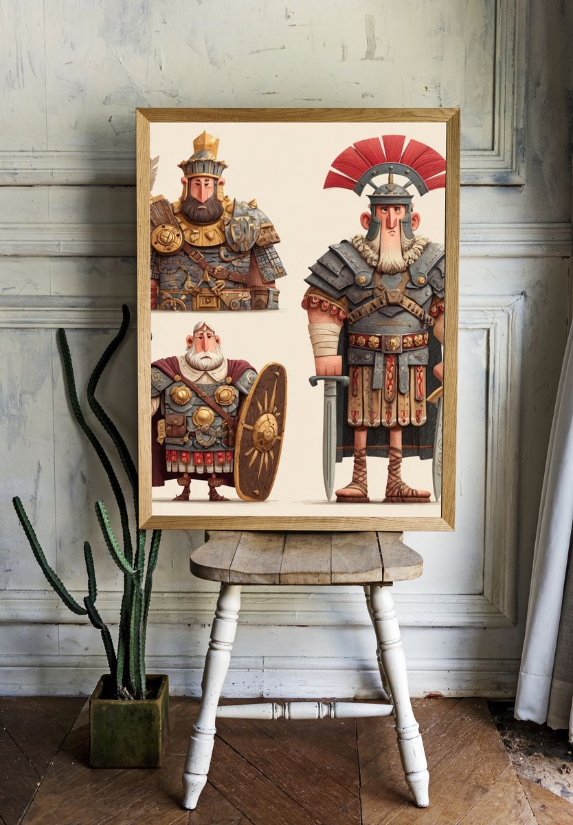Roman Warriors Illustration Poster. room preview