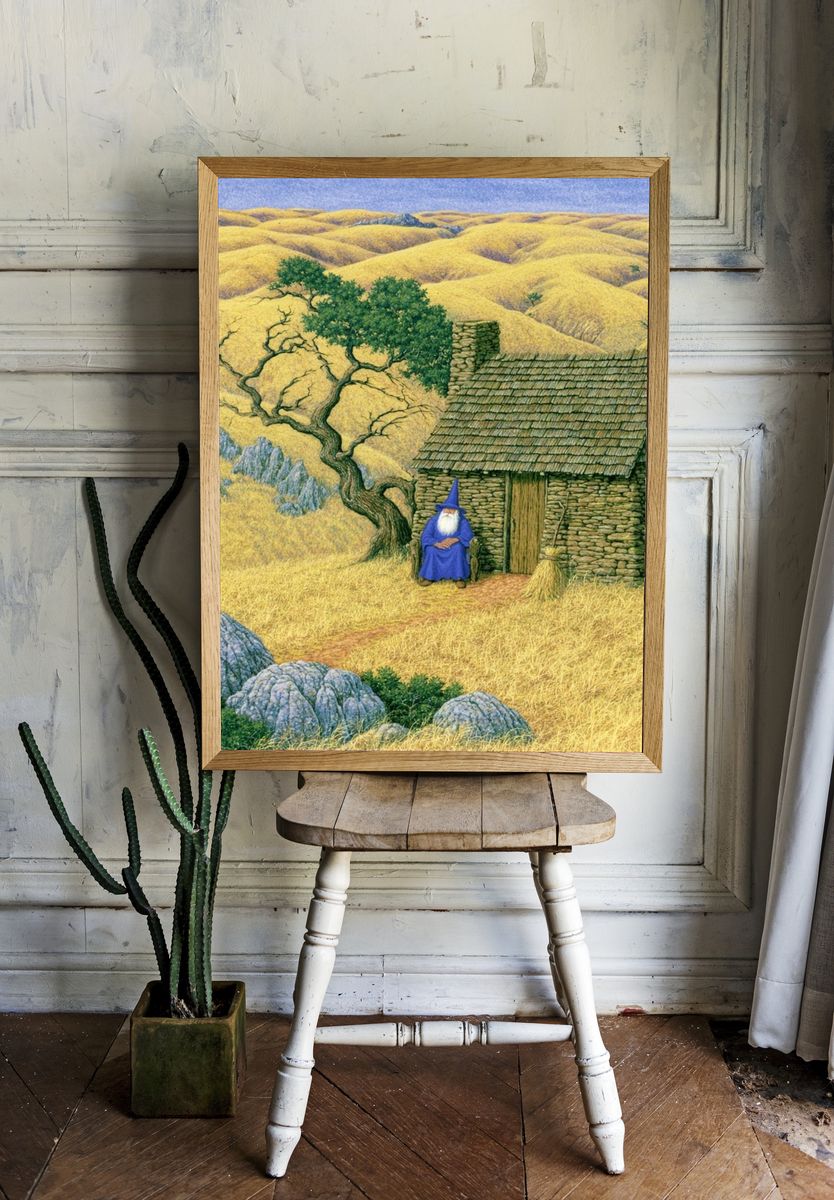 Wizard Cottage Landscape Print. room preview