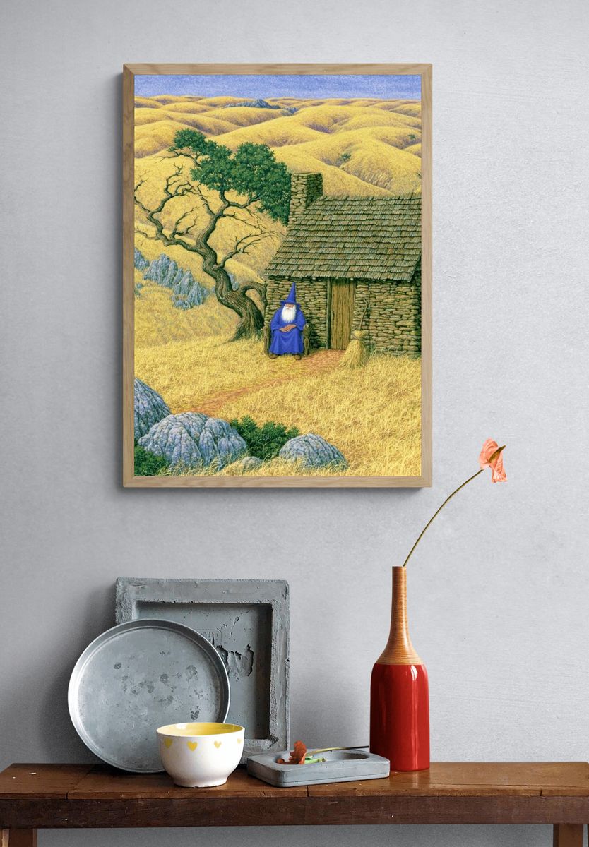 Wizard Cottage Landscape Print. — room view 3