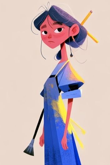 Stylized Girl Portrait Illustration Poster. poster detail