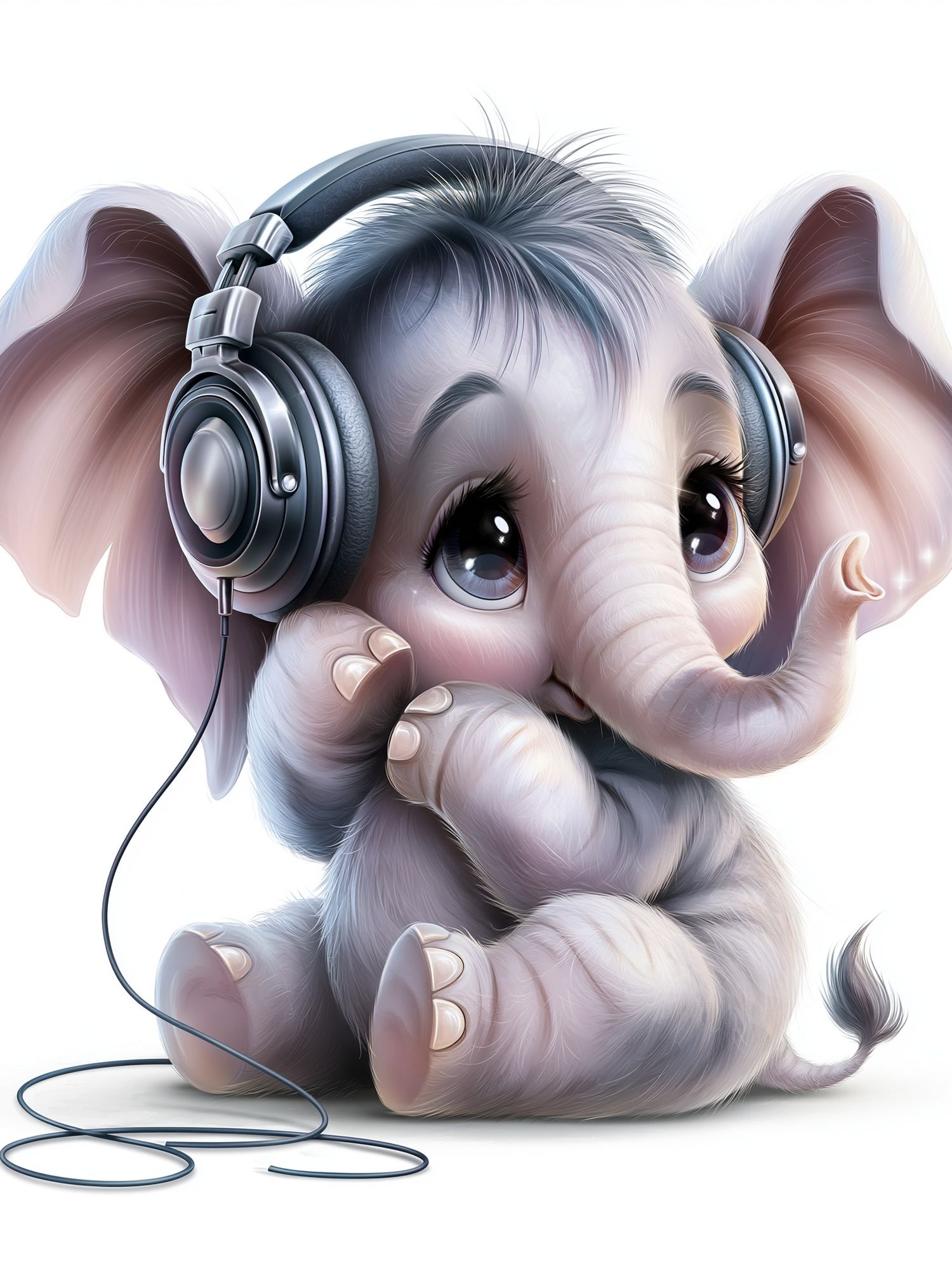 Cute Elephant with Headphones Poster. poster detail