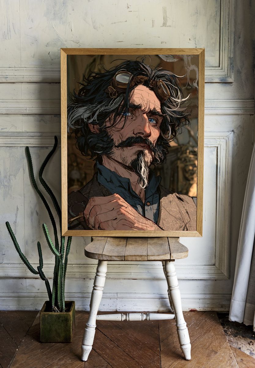 Steampunk Gentleman Portrait Poster. — room view 1