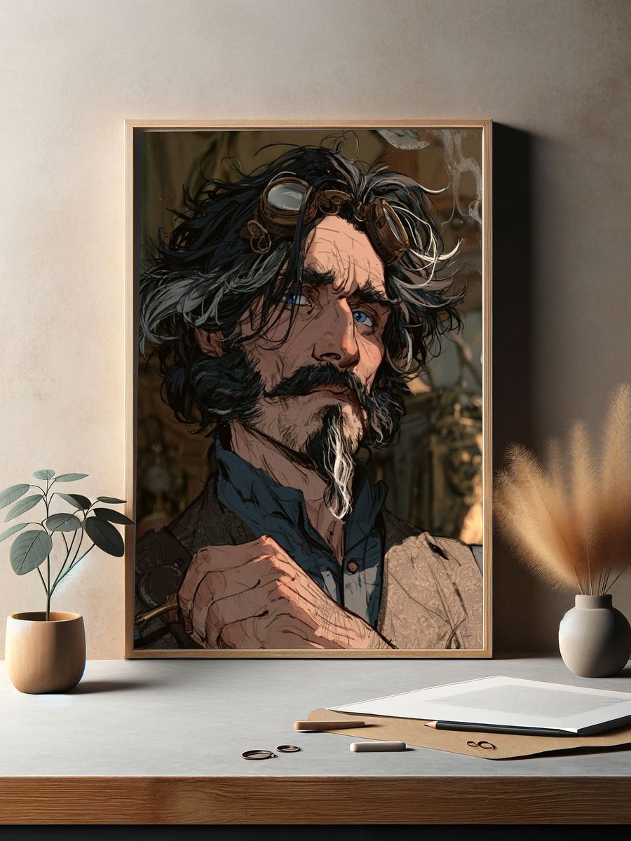 Steampunk Gentleman Portrait Poster. — room view 2