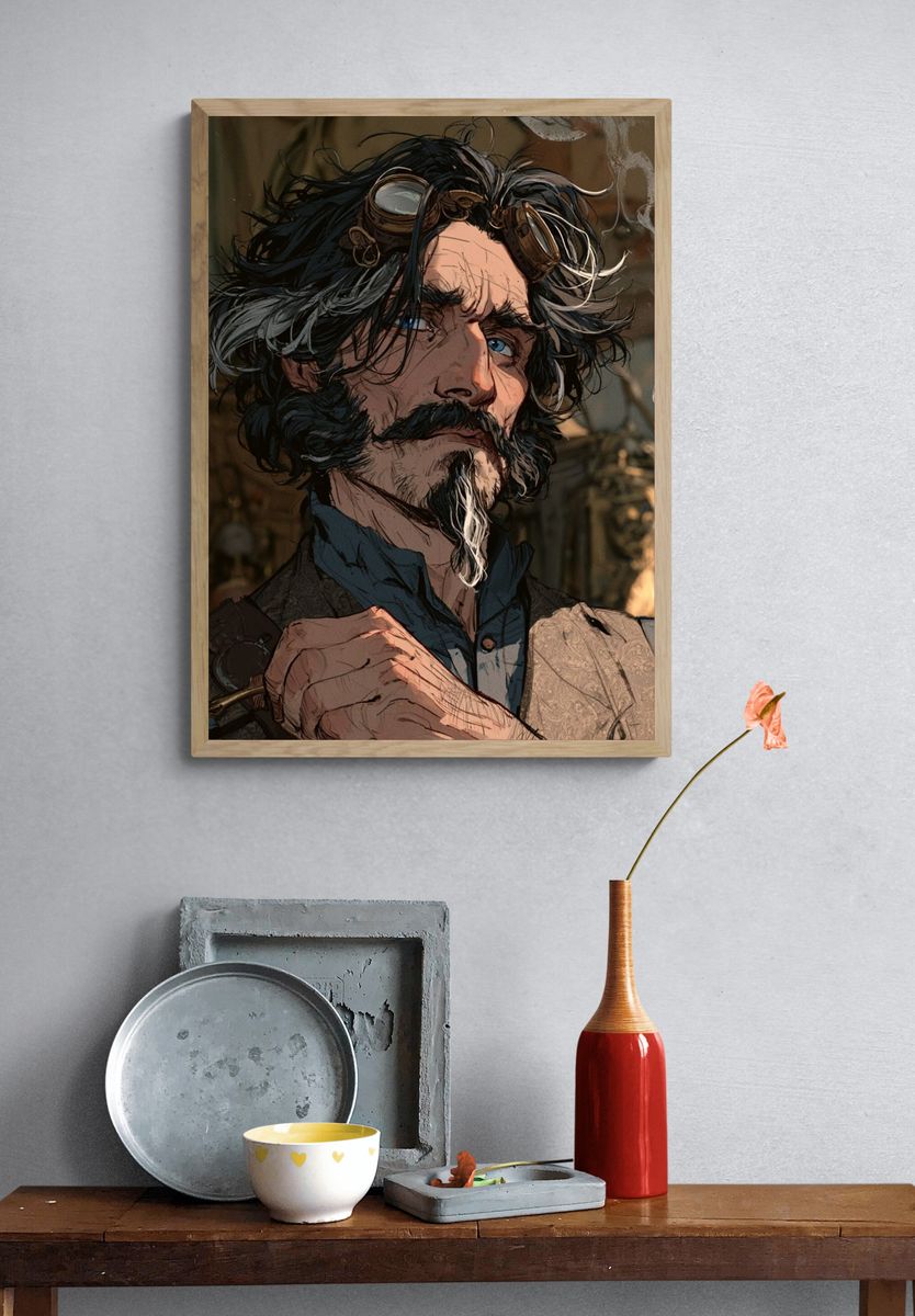 Steampunk Gentleman Portrait Poster. — room view 3