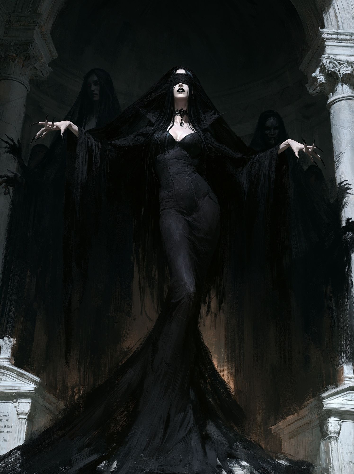 Gothic Veiled Sorceress Illustration Poster. poster — illustration art
