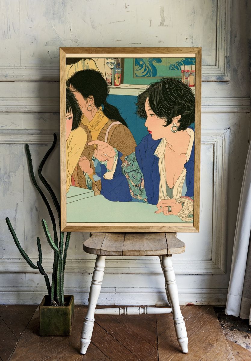 Japanese Women Portrait Illustration Poster. room preview