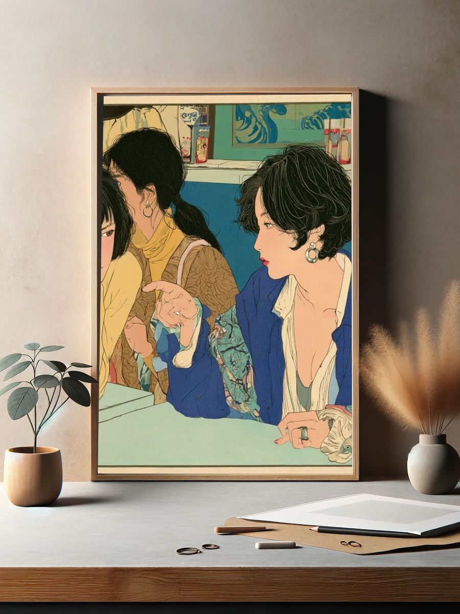 Japanese Women Portrait Illustration Poster. — room view 2