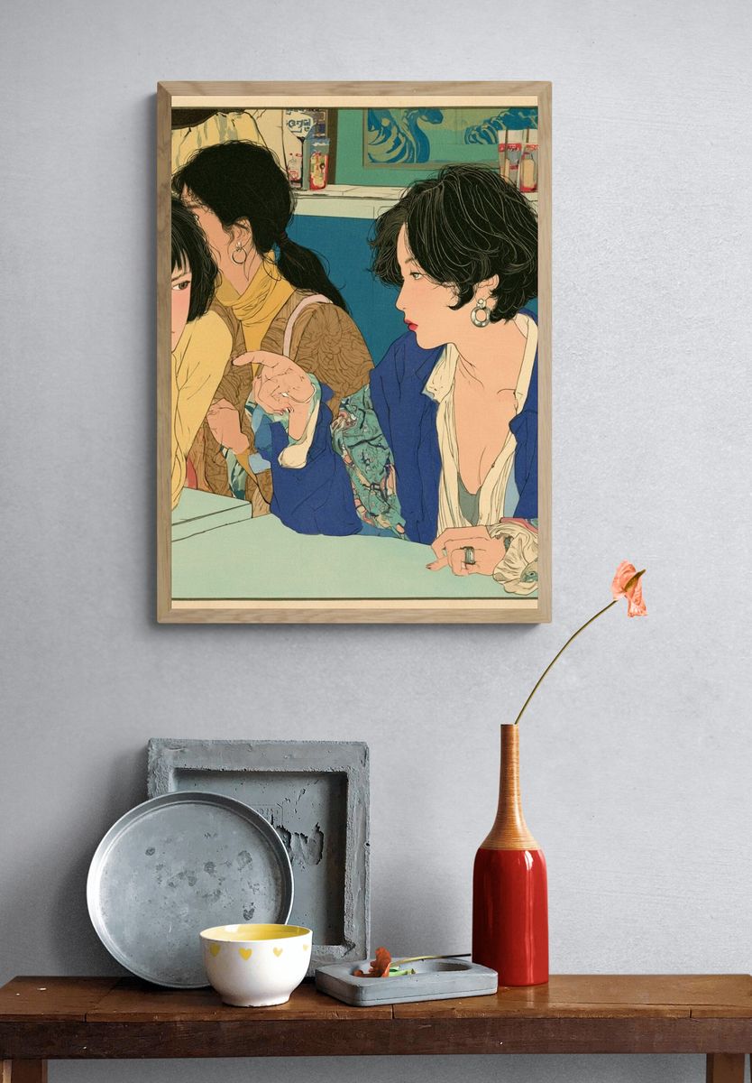 Japanese Women Portrait Illustration Poster. — room view 3