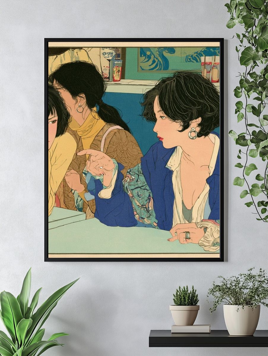 Japanese Women Portrait Illustration Poster. — room view 4
