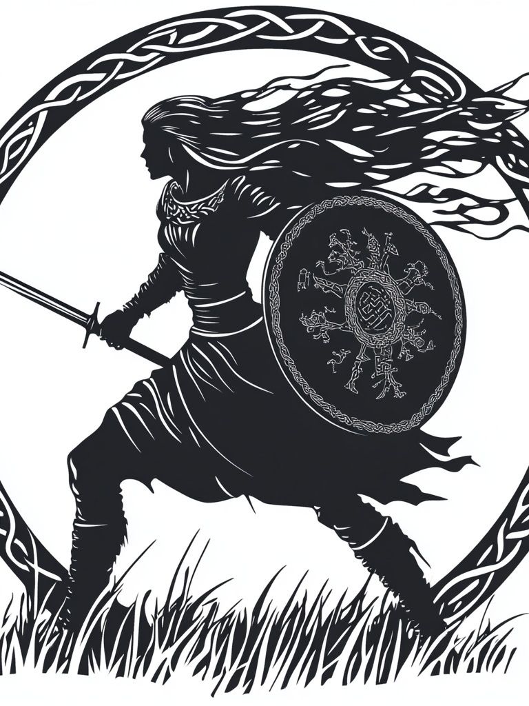 Viking Warrior Silhouette Print. poster — illustration art