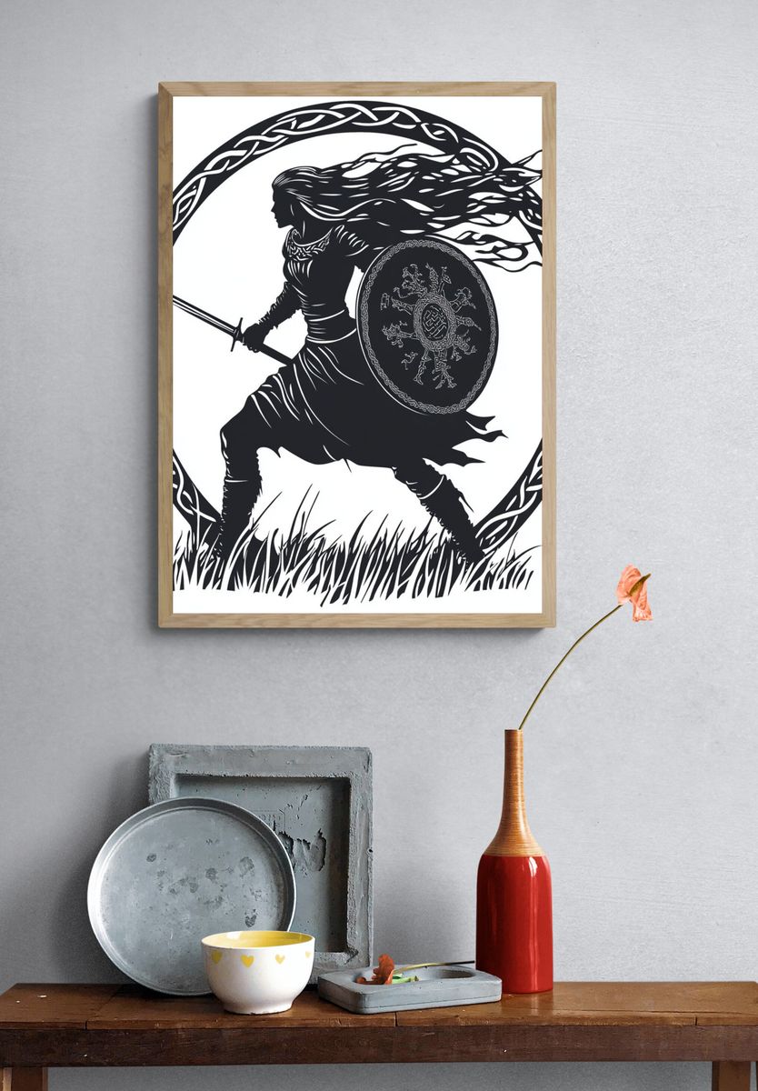 Viking Warrior Silhouette Print. — room view 3