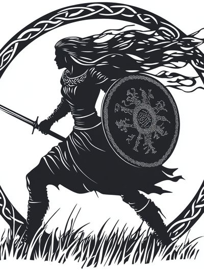Viking Warrior Silhouette Print. poster