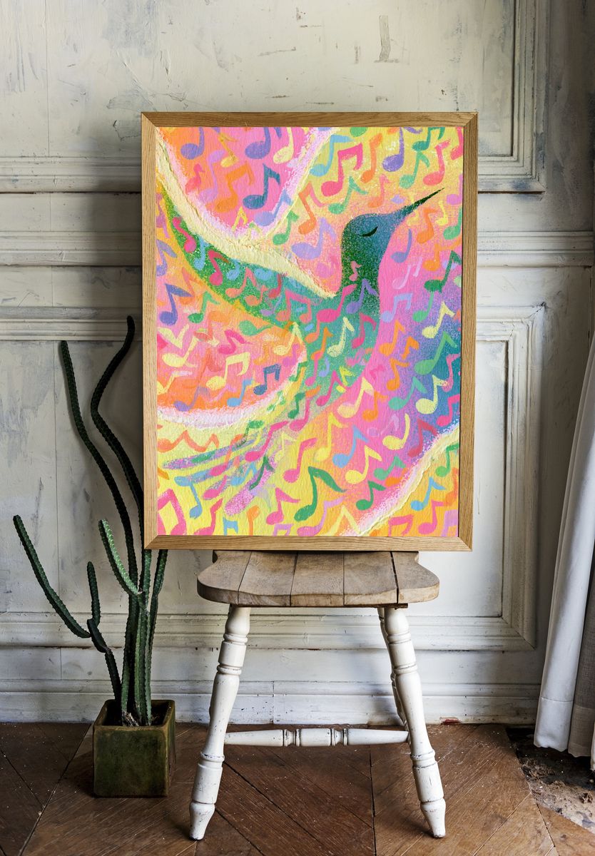 Colorful Music Notes Abstract Poster. — room view 1