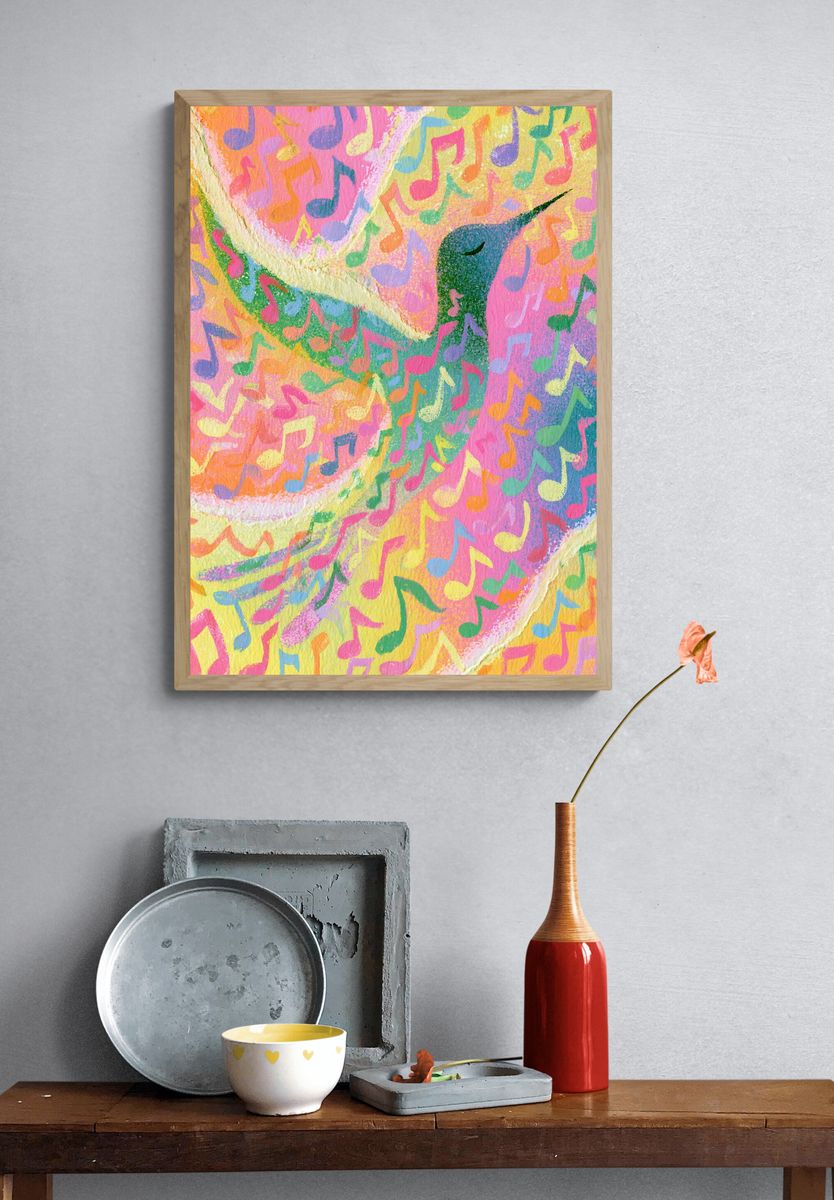 Colorful Music Notes Abstract Poster. — room view 3