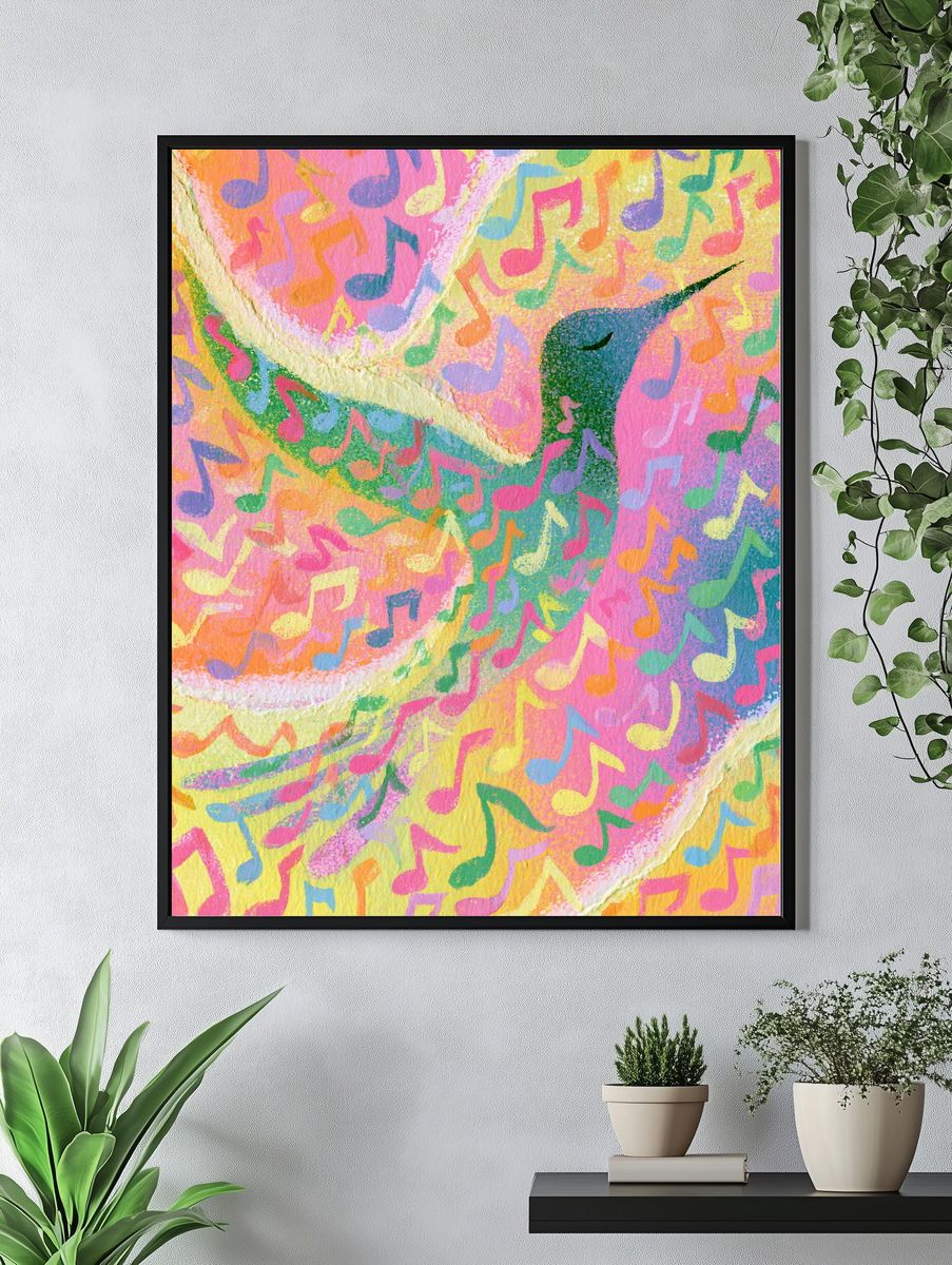 Colorful Music Notes Abstract Poster. — room view 4