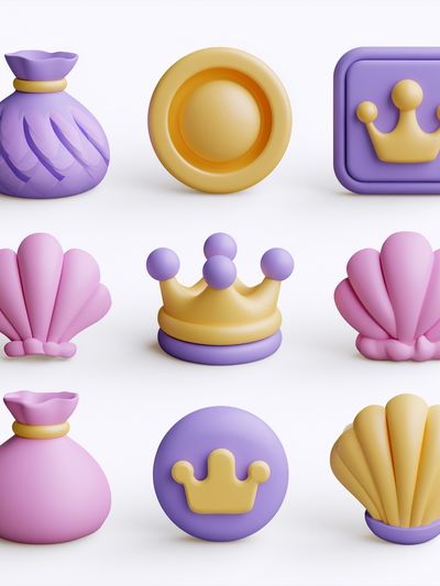 Pastel Crown Shells Illustration Poster.