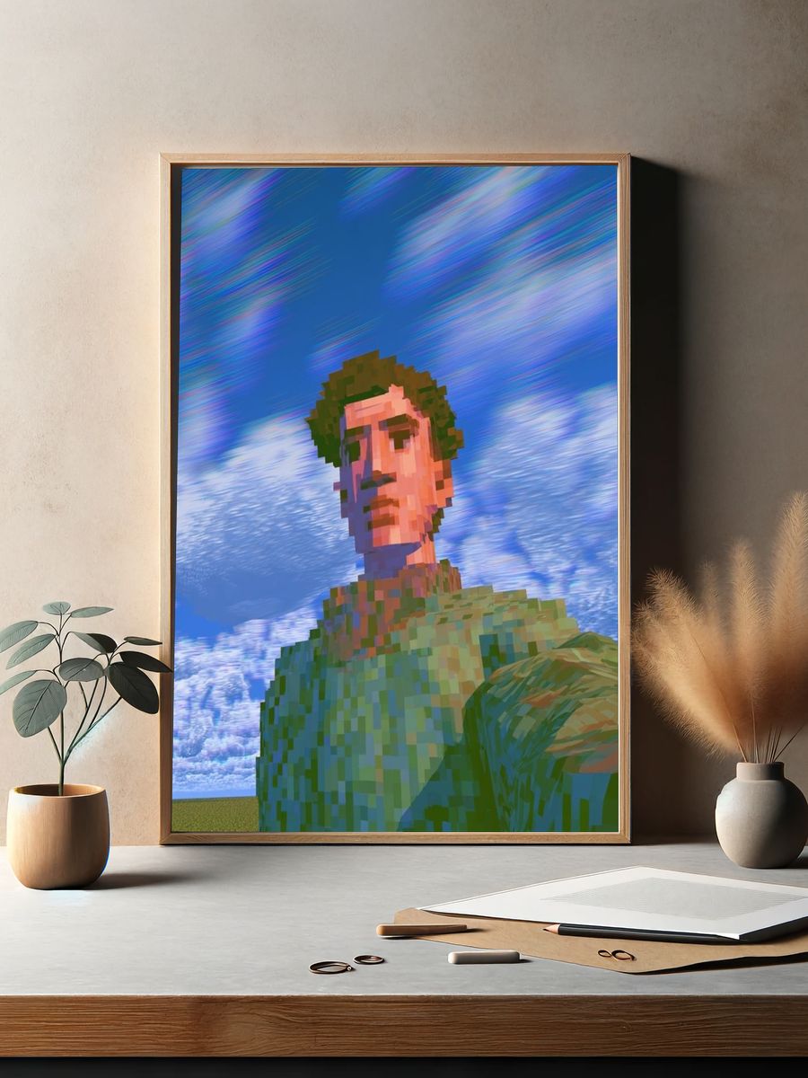 Pixel Self-Portrait Digital Art Poster. — room view 2