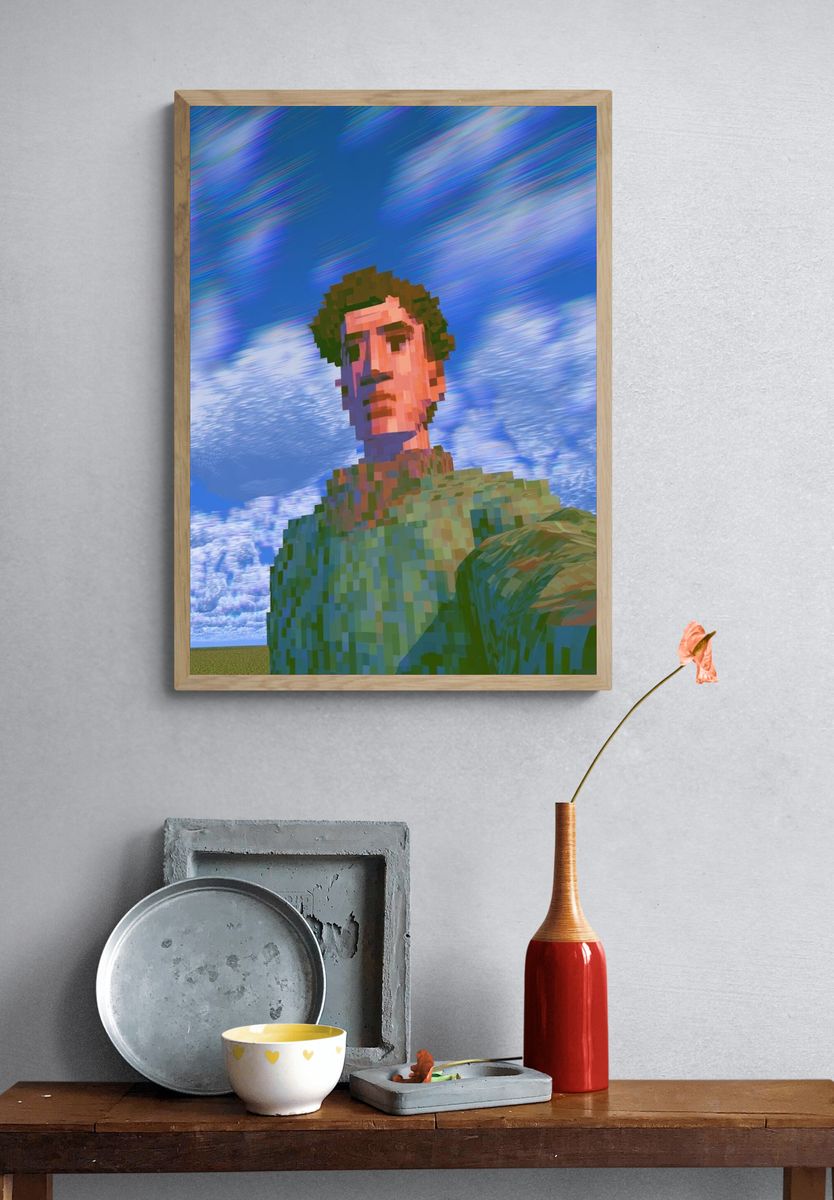 Pixel Self-Portrait Digital Art Poster. — room view 3