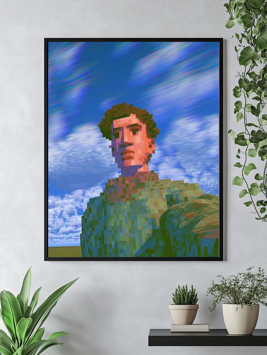 Pixel Self-Portrait Digital Art Poster. — room view 4
